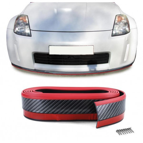 Body kit a vizuální doplňky Přední spoiler lip Univerzální flexibilní 2,5mx5cm carbon červená | race-shop.cz