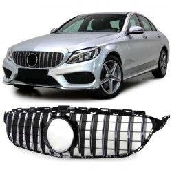 Černá chrómová sportovní maska pro . Mercedes C Class W205 S205 13-18