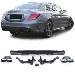 Zadní difuzor se 4 koncovkami upgrade zadních světelčerná lesklá pro . Mercedes C Class W205 14-18