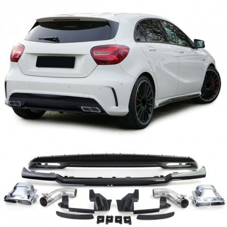 Body kit a vizuální doplňky Zadní difuzor s koncovkami výfuku chrom pro pro . Mercedes A Class W176 12-18 | race-shop.cz