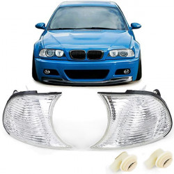 RACES přední směrovky pro BMW 3 Series E46 Coupe Convertible 98-01, čirá, bílá