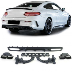 Sport Zadní difuzor s koncovkami výfuku černá pro . Mercedes C C205 Coupe 15-18