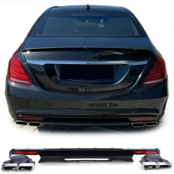 Sport Zadní difuzor černý lesklá s koncovkami výfuku pro . Mercedes S Class W222 13-17