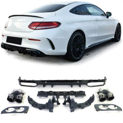 Zadní difuzor s koncovkami výfuku černá pro . Mercedes C205 Coupe ab18