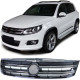 Body kit a vizuální doplňky Maska chladiče lesklá černá s chrom pro pásmi pro . VW Tiguan 5N Facelift 11-18 | race-shop.cz
