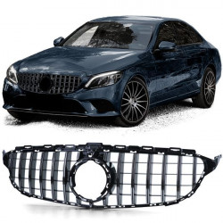 Černá lesklá chrom pro maska chladiče sport pro . Mercedes C Class W205 S205 18-21