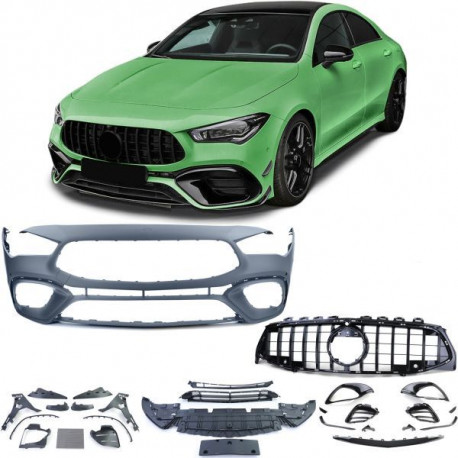 Body kit a vizuální doplňky Sportovní nárazník pro . s černou lesklou maskou chladiče pro . Mercedes CLA C118 od 19 | race-shop.cz