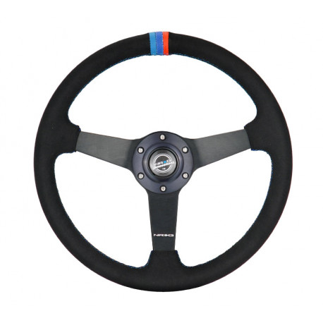 Volanty 3 ramenný sportovní volant NRG M3-Style, 350mm, alcantara, 38mm odsazení, černá/modrá | race-shop.cz