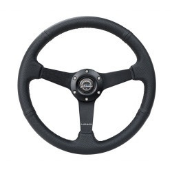 3 ramenný sportovní volant NRG, 350mm, kůže, 38mm odsazení, černá