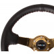 Volanty 3 ramenný sportovní volant NRG, 350mm, kůže, 75mm odsazení, černá/zlatá | race-shop.cz