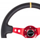 Volanty 3 ramenný sportovní volant NRG, 350mm, kůže, 75mm odsazení, černá/červená/žlutá | race-shop.cz