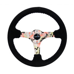 NRG Reinforced 3-spoke suede Steering Wheel (350mm) - Floral Dipped