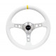 Volanty 3 ramenný sportovní volant NRG, 350mm, kůže, 75mm odsazení, bílá/stříbrná/žlutá | race-shop.cz