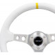 Volanty 3 ramenný sportovní volant NRG, 350mm, kůže, 75mm odsazení, bílá/stříbrná/žlutá | race-shop.cz