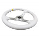 Volanty 3 ramenný sportovní volant NRG, 350mm, kůže, 75mm odsazení, bílá/stříbrná/žlutá | race-shop.cz