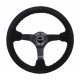 3 ramenný sportovní volant NRG, 350mm, semiš, 75mm odsazení, černá/červená