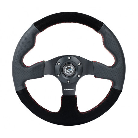 Volanty 3 ramenný sportovní volant NRG RACE, 320mm, semiš, zploštělý spodek, 25mm odsazení, černá/šedá | race-shop.cz