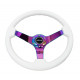 Volanty 3 ramenný sportovní volant NRG, 350mm, dřevo, 75mm odsazení, bílá/neon/hnědá | race-shop.cz
