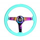 Volanty 3 ramenný sportovní volant NRG Minty fresh/NEO, 350mm, dřevo, 75mm odsazení, hnědá/neon | race-shop.cz
