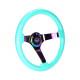 Volanty 3 ramenný sportovní volant NRG Minty fresh/NEO, 350mm, dřevo, 75mm odsazení, hnědá/neon | race-shop.cz