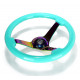 Volanty 3 ramenný sportovní volant NRG Minty fresh/NEO, 350mm, dřevo, 75mm odsazení, hnědá/neon | race-shop.cz