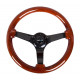 3 ramenný sportovní volant NRG, 350mm, dřevo, 75mm odsazení, hnědá/černá