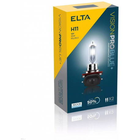 Žárovky a xenonové výbojky ELTA VISION PRO BLUE+ 12V 55W halogenové žárovky PGJ19-2 H11 (2ks) | race-shop.cz