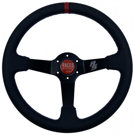 Volanty 3 ramenný sportovní volant RACES Hellrot, 350mm, ekokůže, 90mm odsazení, černá/červená | race-shop.cz