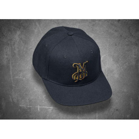 Čepice a kšiltovky Meguiars "M" Logo Snapback - černá kšiltovka snapka s vyšitým zlato-černým 3D logem "M" | race-shop.cz