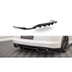 MAXTON DESIGN centrální zadní splitter pro Porsche Panamera Turbo 970 (se svislými lištami), lesklá černá
