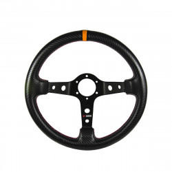3 ramenný sportovní volant RRS Carbon 90, 350mm, karbon, tloušťka 37/29mm, 90mm odsazení, karbon/černá/oranžová