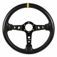 3 ramenný sportovní volant RRS Carbon 90, 350mm, karbon, tloušťka 37/29mm, 90mm odsazení, karbon/černá/žlutá