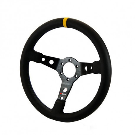 Volanty 3 ramenný sportovní volant RRS Monte Carlo F65, 350mm, kůže, 65mm odsazení, černá/žlutá | race-shop.cz