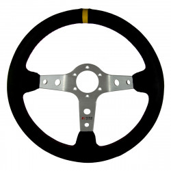 3 ramenný sportovní volant RRS Corsa, 350mm, semiš, 90mm odsazení, černá/stříbrná/žlutá