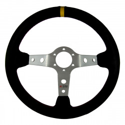 Steering wheel RRS Corsa 3, 350mm, semiš, stříbrné paprsky, 90mm hluboká miska