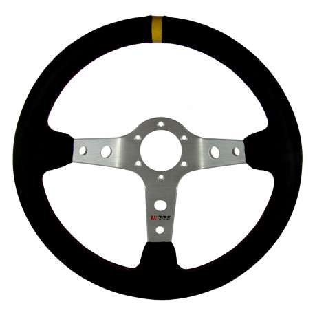 Volanty Steering wheel RRS Corsa 3, 350mm, semiš, stříbrné paprsky, 90mm hluboká miska | race-shop.cz