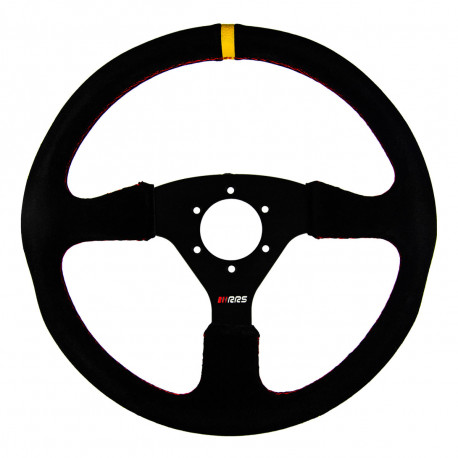 Volanty 3 ramenný sportovní volant RRS Veloce, 350mm, semiš, tloušťka 37/29mm, bez odsazení, černá/žlutá | race-shop.cz