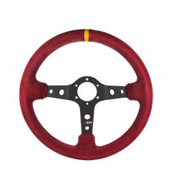 3 ramenný sportovní volant RRS Corsa 90, 350mm, semiš, 90mm odsazení, červená/šedá/žlutá