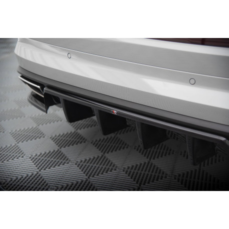 Body kit a vizuální doplňky MAXTON DESIGN centrální zadní splitter pro Skoda Kodiaq RS Mk1 Facelift (se svislými lištami), lesklá černá | race-shop.cz
