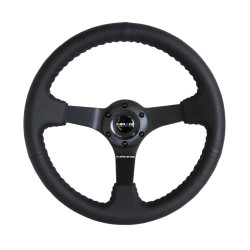 3 ramenný sportovní volant NRG, 350mm, kůže, 75mm odsazení, černá