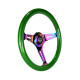 Akce 3 ramenný sportovní volant NRG Classic, 350mm, dřevo, 38mm odsazení, zelená/neon | race-shop.cz