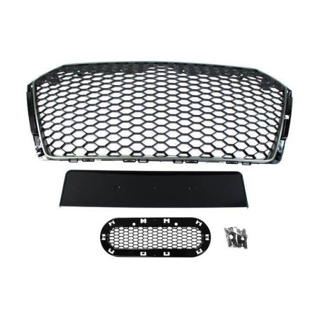 Body kit a vizuální doplňky Grill Audi A4 B9 RS-Style Satin Černá 2016+ PDC | race-shop.cz