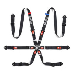 FIA 6 bodové sportovní bezpečnostní pásy SPARCO COMPETITION H-2 PU 2" (50mm), černá