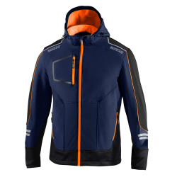 SPARCO Pánská softshellová bunda s kapucí - modrá/oranžová