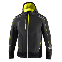 SPARCO Pánská softshellová bunda s kapucí - šedá/žlutá