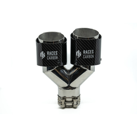 Se dvěma výstupy Koncovka výfuku RACES CARBON 2x101mm, vstup 63.5mm - Matt Černá | race-shop.cz
