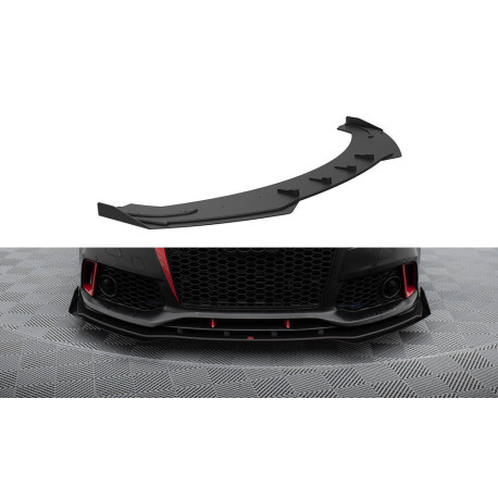 Body kit a vizuální doplňky MAXTON DESIGN přední splitter pro Audi A7 RS7 Look C7, černá-červená + lesklé klapky | race-shop.cz