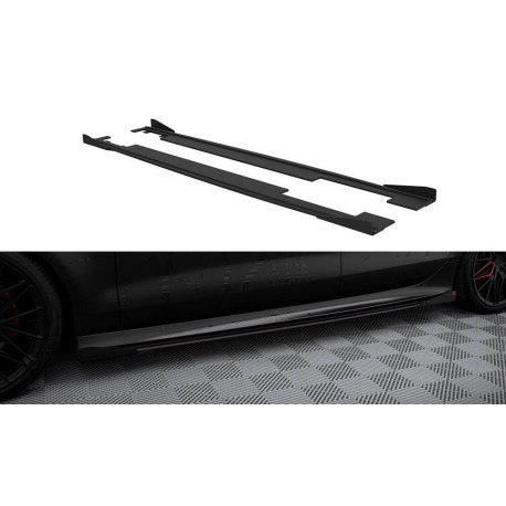 Body kit a vizuální doplňky MAXTON DESIGN difuzory prahů pro Audi A7 S-Line C7, černá-červená + lesklé klapky | race-shop.cz