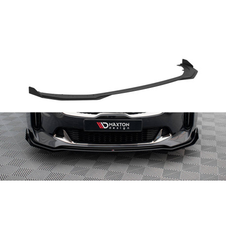 Body kit a vizuální doplňky Přední Splitter Kia Stinger GT / GT-Line Mk1 (černo-červená + lesklé klapky) | race-shop.cz