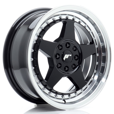 Hliníkové disky Japan Racing JR6 16x7 ET25 4x100/108 Gloss Black w/Machined Lip | race-shop.cz